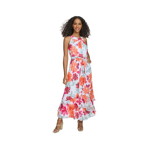 Calvin Klein Womens Floral-Print Halter Maxi Dress