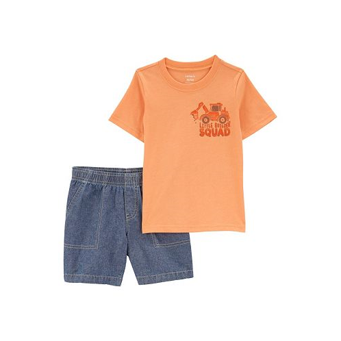Carters Baby Boys Construction T-shirt and Denim Shorts 2 Piece Set