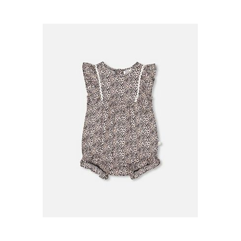 Deux par Deux Baby Girls Baby Romper With Printed Small White Flowers