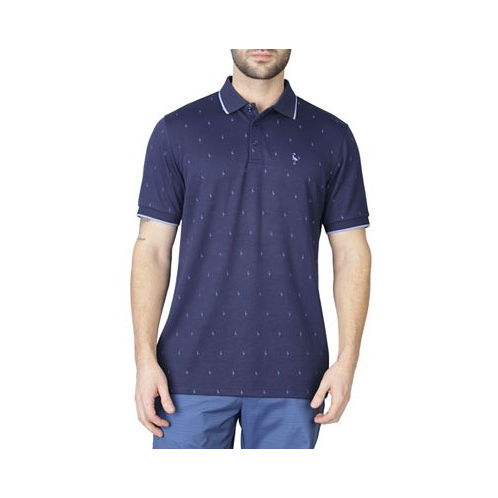 Tailorbyrd Mens Byrd Print Modal Polo with Rib Cuff and Collar