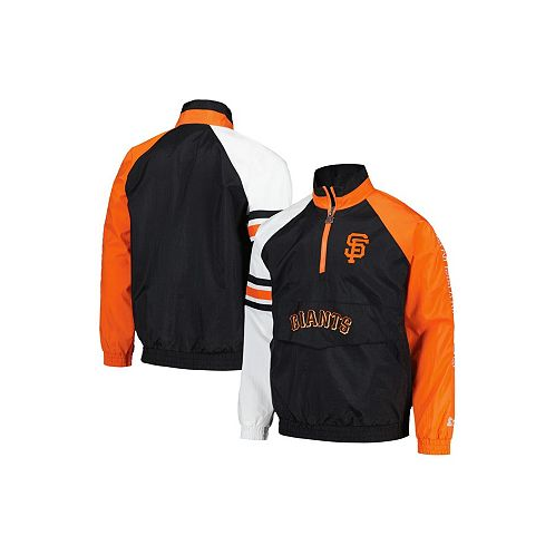 Starter Mens Black Orange San Francisco Giants Elite Raglan Half-Zip Jacket