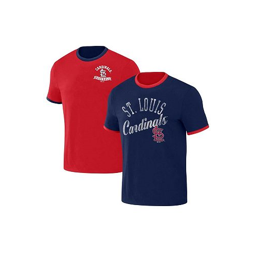 Fanatics Mens Darius Rucker Collection by Red Navy Distressed St. Louis Cardinals Two-Way Ringer Reversible T-shirt