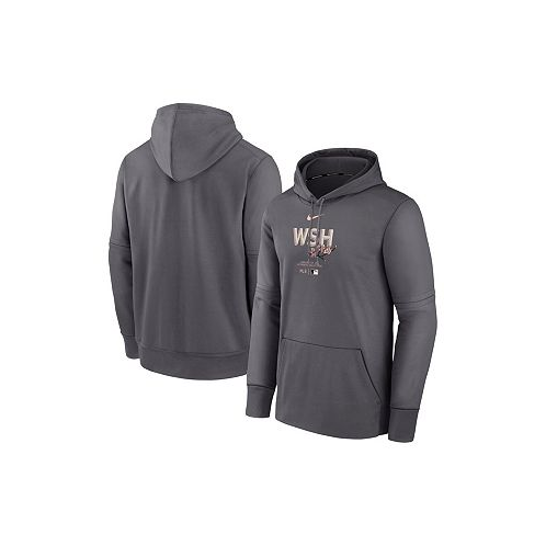 Nike Mens Charcoal Washington Nationals City Connect Practice Performance Pullover Hoodie