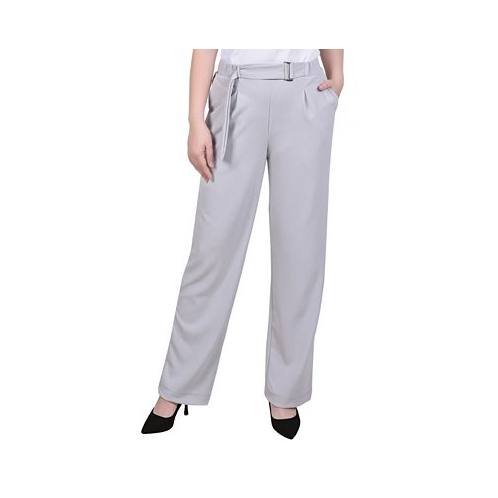 NY Collection Womens Belted Scuba Crepe Pants