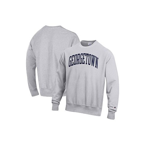 Champion Mens Heathered Gray Georgetown Hoyas Arch Reverse Weave Pullover Sweatshirt