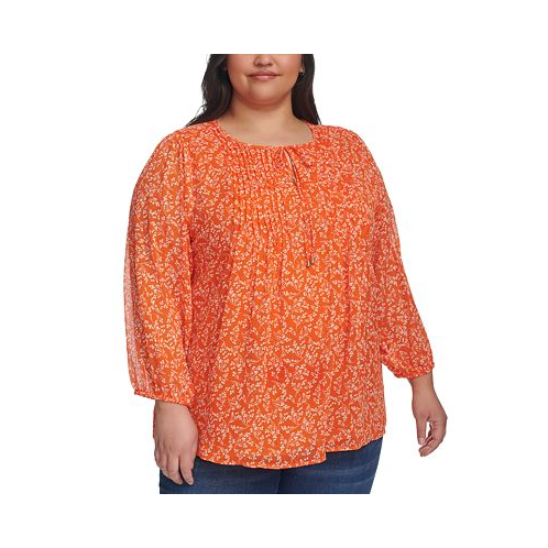 Tommy Hilfiger Plus Size Pintucked Scoop-Neck Top