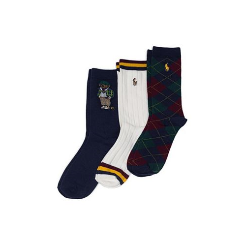 Polo Ralph Lauren Big Boys Cambridge Boy Bear 3 Pack Socks