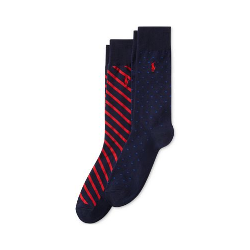 Polo Ralph Lauren Mens Dot & Stripe Slack Socks 2-Pack