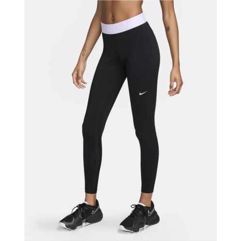 Nike Pro Womens Mid-Rise Mesh-Paneled Leggings