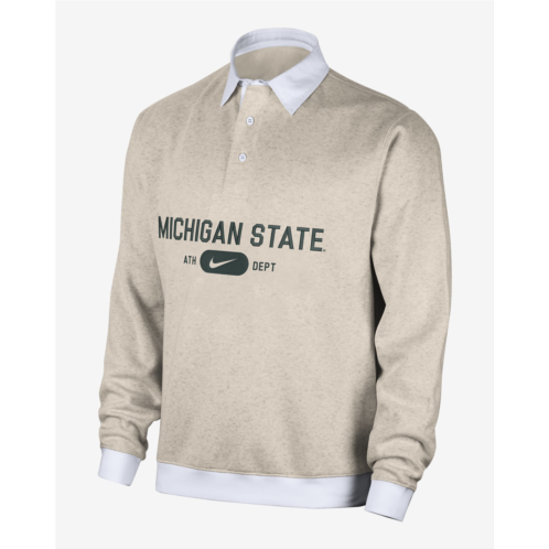 Michigan State Club Fleece Mens Nike College Long-Sleeve Polo