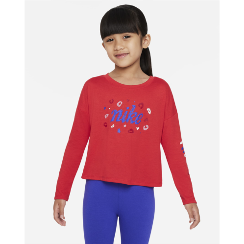 Nike Little Kids Long Sleeve Cropped Leopard Top Little Kids Long Sleeve Cropped Leopard Top