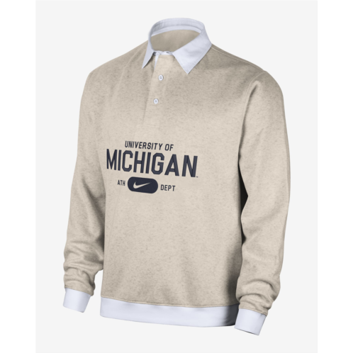 Michigan Club Fleece Mens Nike College Long-Sleeve Polo