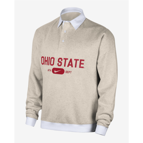 Ohio State Club Fleece Mens Nike College Long-Sleeve Polo