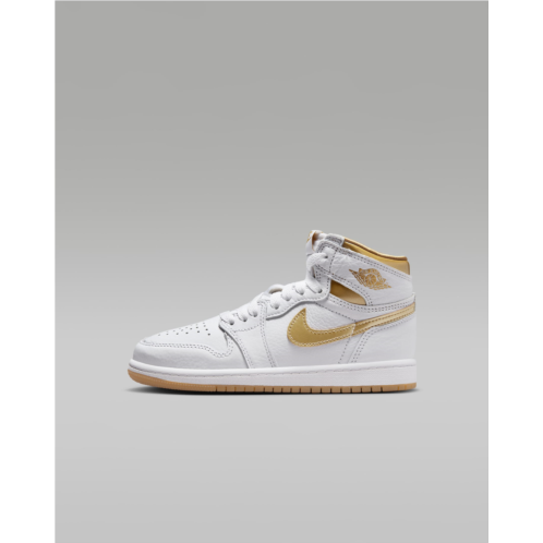 Nike Jordan 1 Retro High OG White and Gold Little Kids Shoes