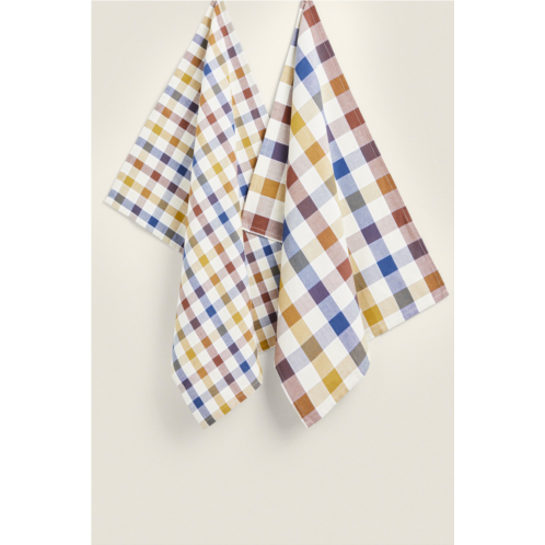 Zara COLORED CHECK KITCHEN TOWELS (PACK OF 2)
