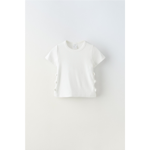 Zara CUT OUT T-SHIRT WITH BOWS