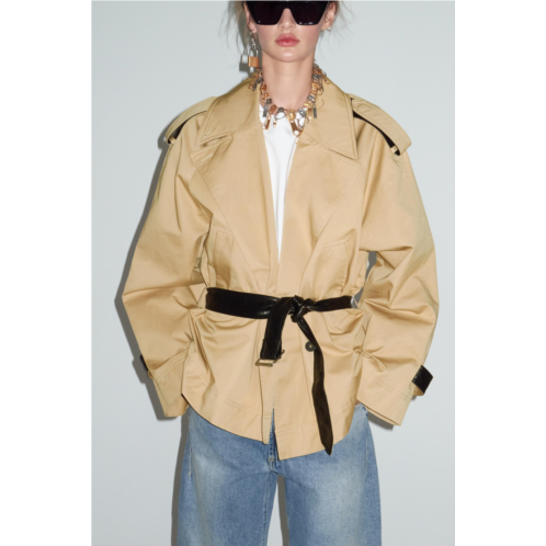 Zara CROPPED CONTRASTING TRENCH COAT