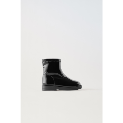 Zara FAUX PATENT LEATHER STRETCH BOOTS