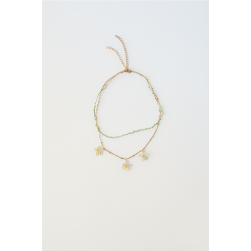 Zara TWO-PACK OF FLOWER BEAD NECKLACES