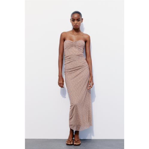 Zara STRAPLESS PRINTED TULLE DRESS