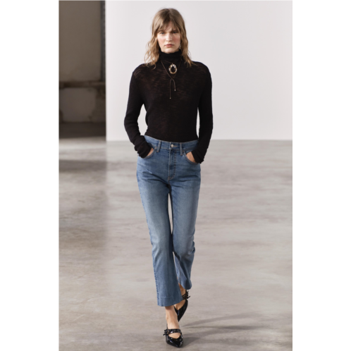 Zara ZW COLLECTION HIGH WAIST CROPPED BOOTCUT JEANS