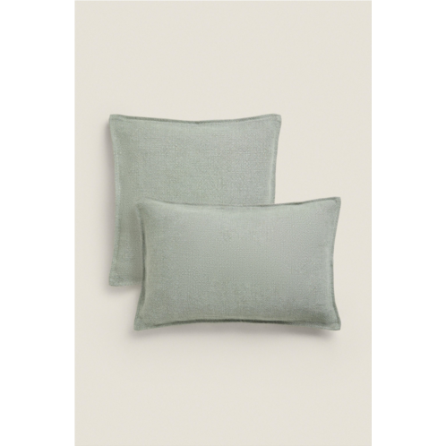 Zara LINEN THROW PILLOW COVER WITH BACKSTITCHING
