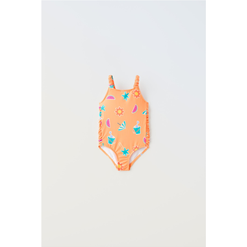 Zara 1-6 YEARS/ PRINTED RUCHED SWIMSUIT