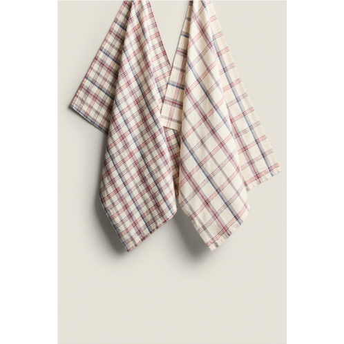 Zara STRIPED COTTON KITCHEN TOWELS (PACK OF 2)