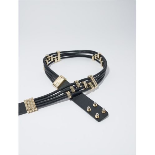Maje Mixed metal and leather belt
