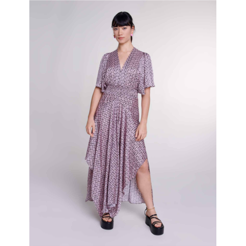 Maje Satin-look patterned maxi dress