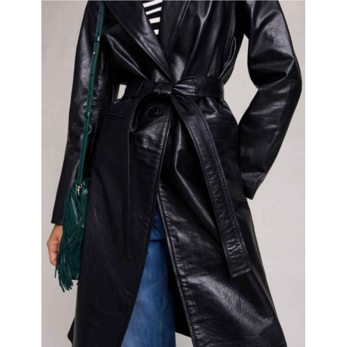 Maje Black leather trench