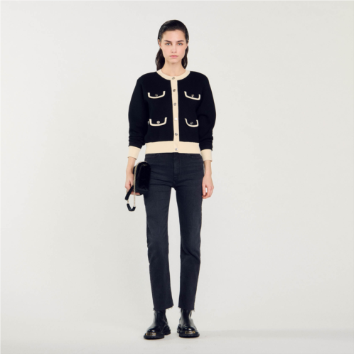 Sandro Two-tone cardigan with buttons
