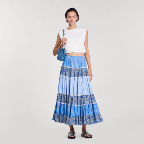 Sandro Long patchwork skirt