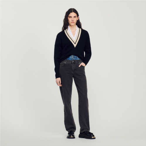Sandro Sweater with contrasting V-neck