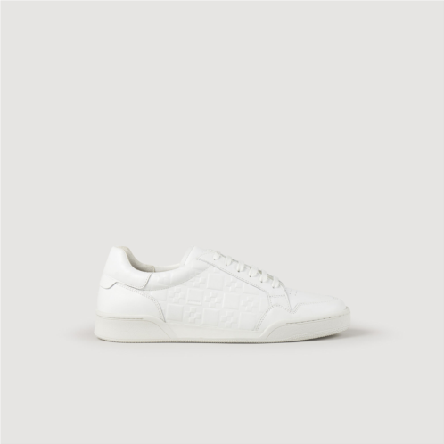 Sandro Embossed square cross leather sneakers