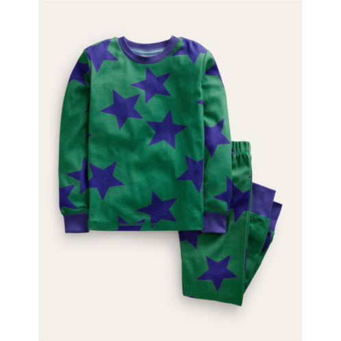 Boden Snug Single Long John Pajamas - Deep Green/Navy Star