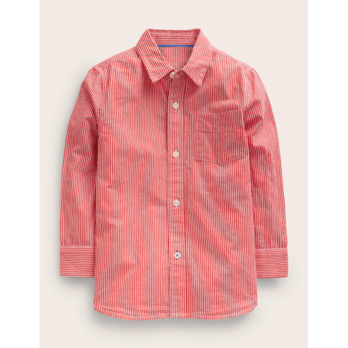Boden Cotton Shirt - Brilliant Red/Ivory