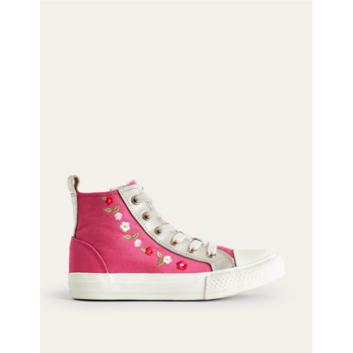 Boden Embroidered High Tops - Rose Pink