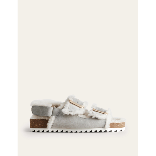 Boden Cosy Suede Buckle Sandals - Taupe