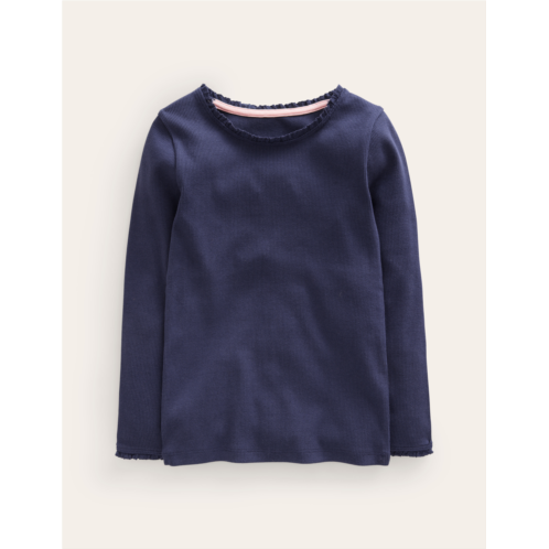 Boden Ribbed Long Sleeve T-Shirt - French Navy