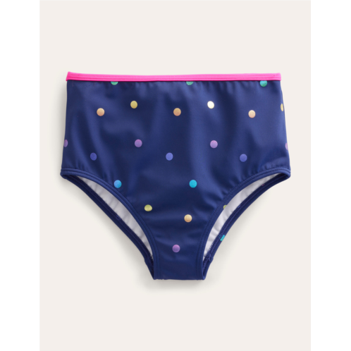 Boden High Waisted Bikini Bottoms - Navy Rainbow Foil Confetti