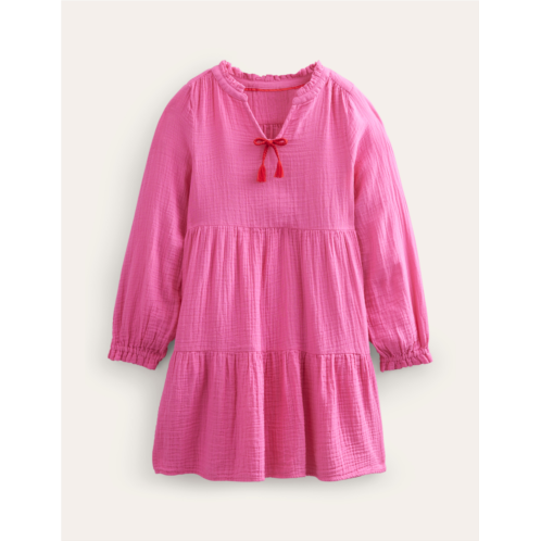 Boden Double Cloth Tiered Dress - Festival Pink