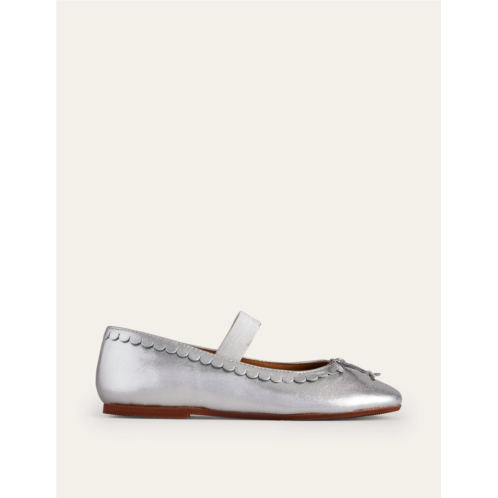 Boden Leather Ballet Flats - Silver Metallic