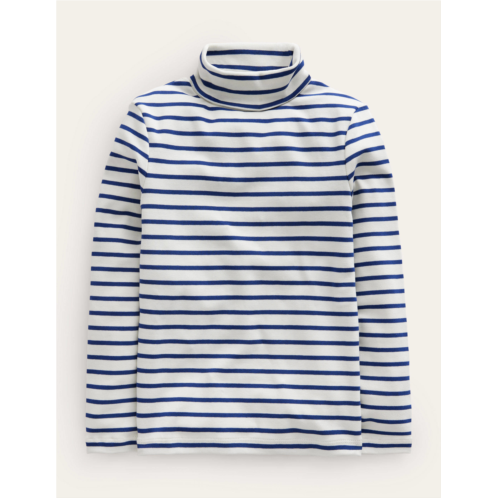 Boden Roll Neck Supersoft T-shirt - Navy/Ivory