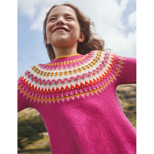 Boden Fair Isle Sweater Dress - Mid Pink Fair Isle