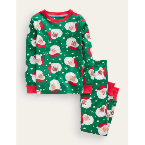 Boden Snug Long John Pajamas - Veridian Green Christmas