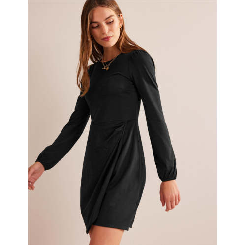 Boden Wrap-Effect Jersey Mini Dress - Black