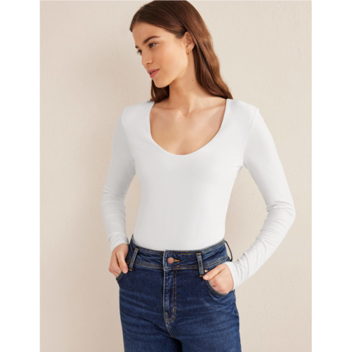 Boden Double Layer Scoop Neck Top - White