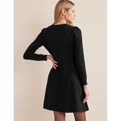 Boden Mini Button Detail Dress - Black