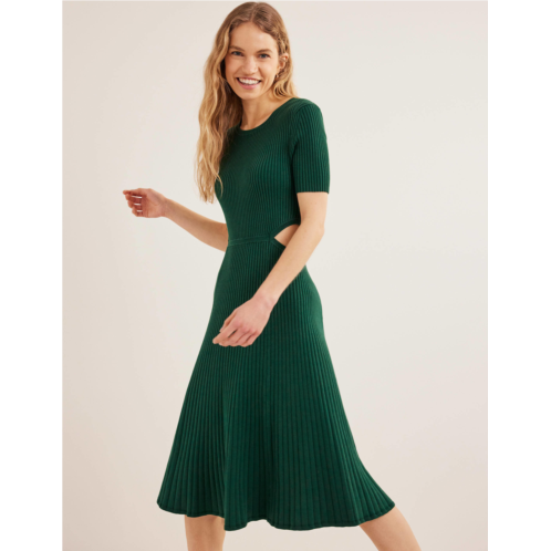 Boden Cut Out Knitted Midi Dress - Emerald Night